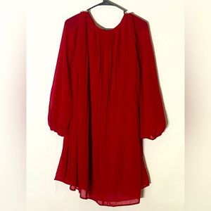 red mini long sleeve dress